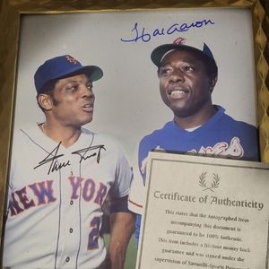 Autographed Hank Aaron and Willie Mays with COA